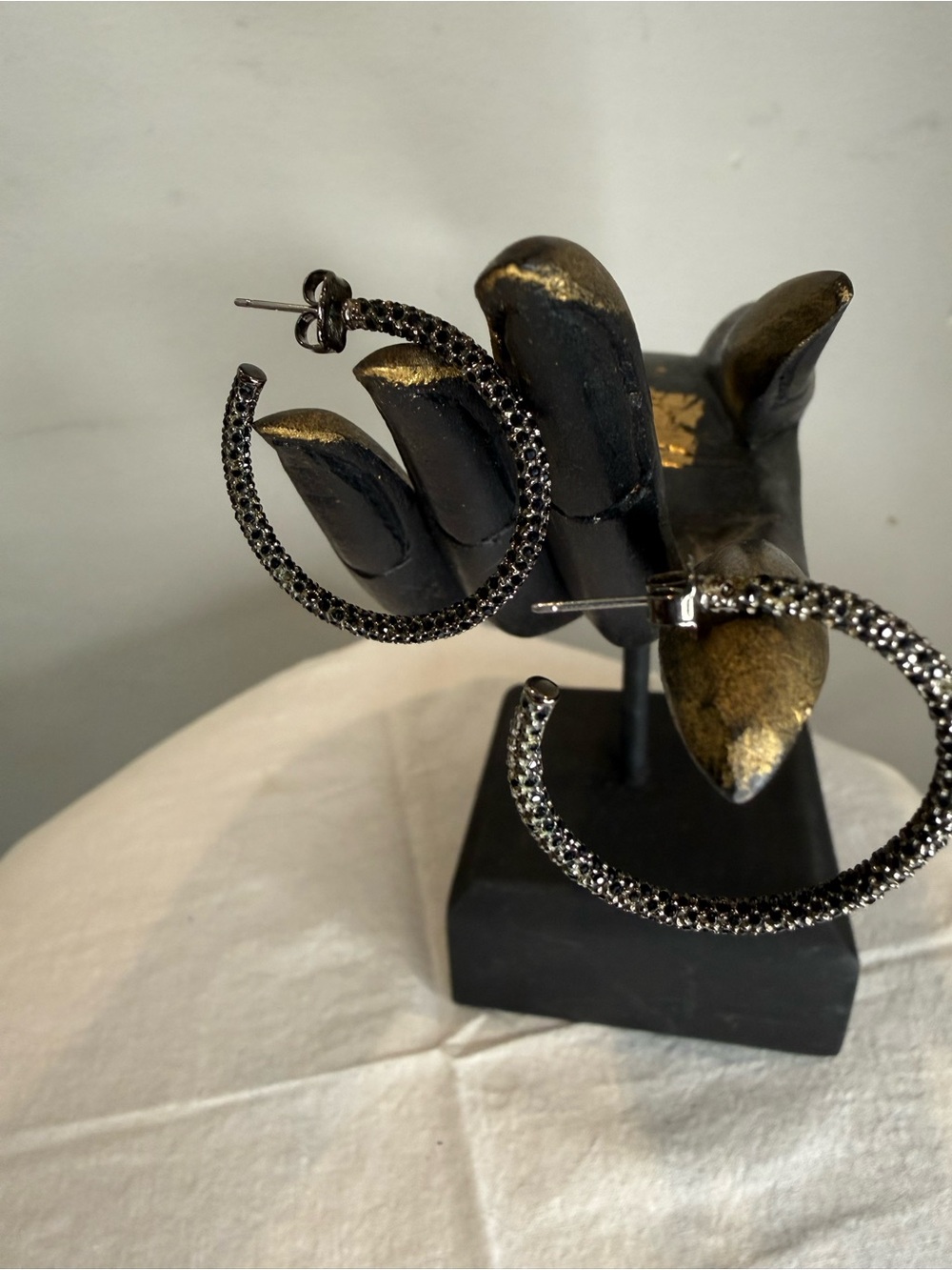 Nordstrom Black Cubic Zirconia Pavé Hoop Earrings